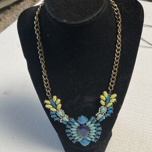 Statement Blue & Yellow Crystal Bib Necklace